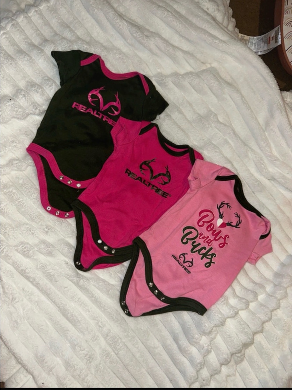 Realtree Girls' Three-Pack Pink & Green Onesies